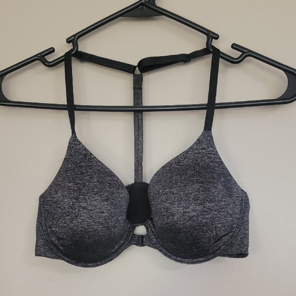 Victoria's Secret Heather Gray Racerback Semi Demi Padded Underwire Bra Size 34C